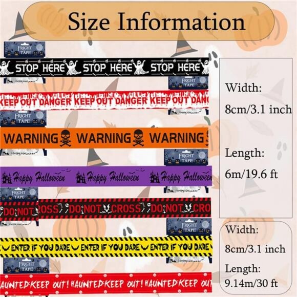 Halloween Decorations, Halloween Decor Outdoor Caution Tape Sign, 157 ft 7 kinds - Picture 3 of 8